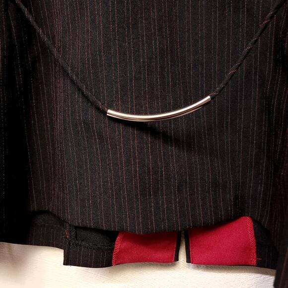 Perceptions Zip Blazer Womens Size 14 Black Red Suit Top Jacket Pin Stripe Suit - Picture 11 of 12